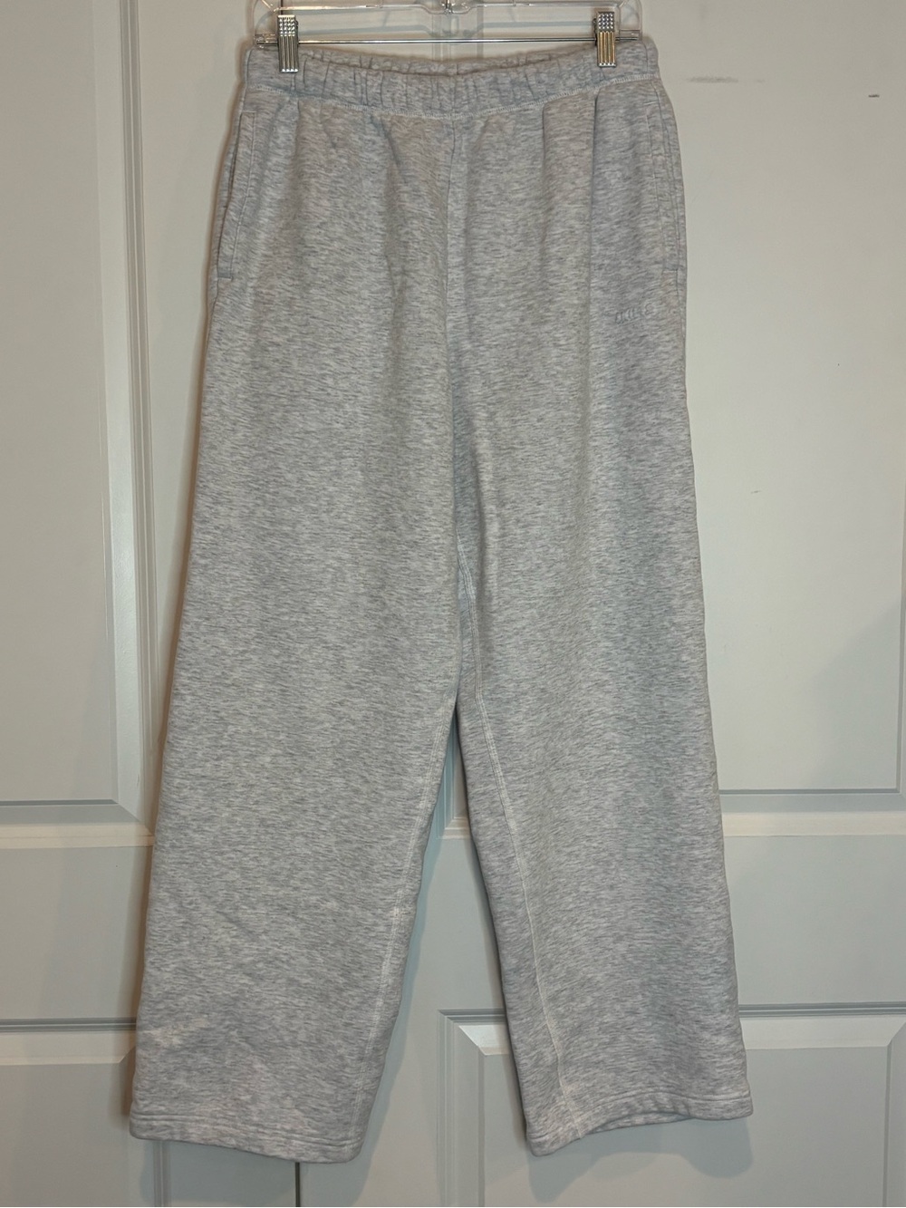 SKIMS Cotton Fleece Classic Straight Leg Pant Light Heather Gray M